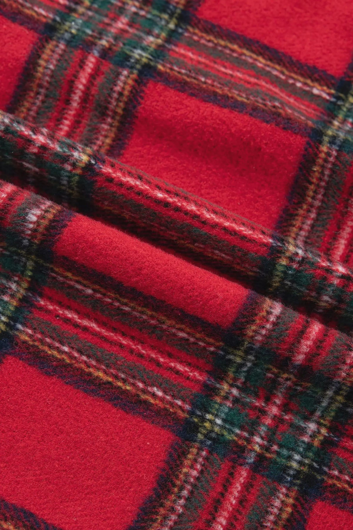 Plaid Button Front Shacket – Red