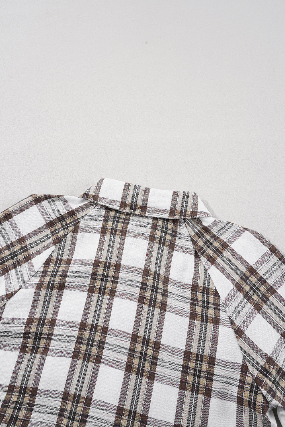 White Plaid Bubble Sleeve Flowy Shirt Dress eAura
