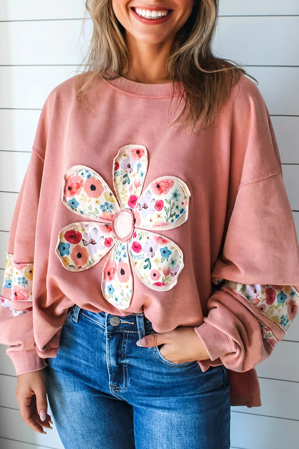 Floral Oversize Pullover Sweatshirt - eAura