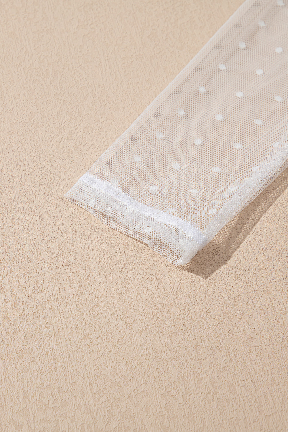 White Swiss Dot Mesh Long Sleeve Square Neck Slim Top eAura