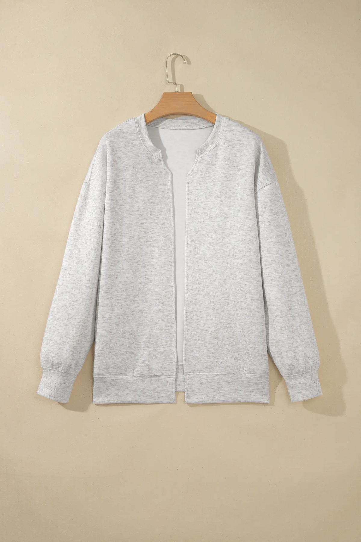 Solid Colour Zip Front Jacket Style Sweatshirt – Light Grey