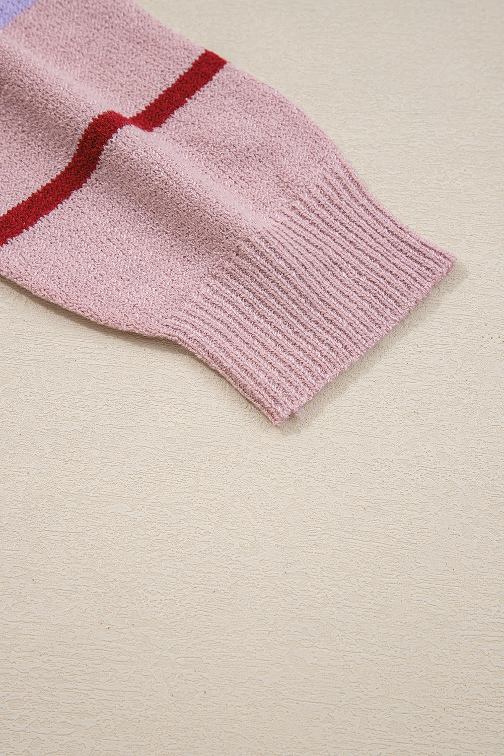 Striped Ribbed Edge Drop Shoulder Sweater eAura