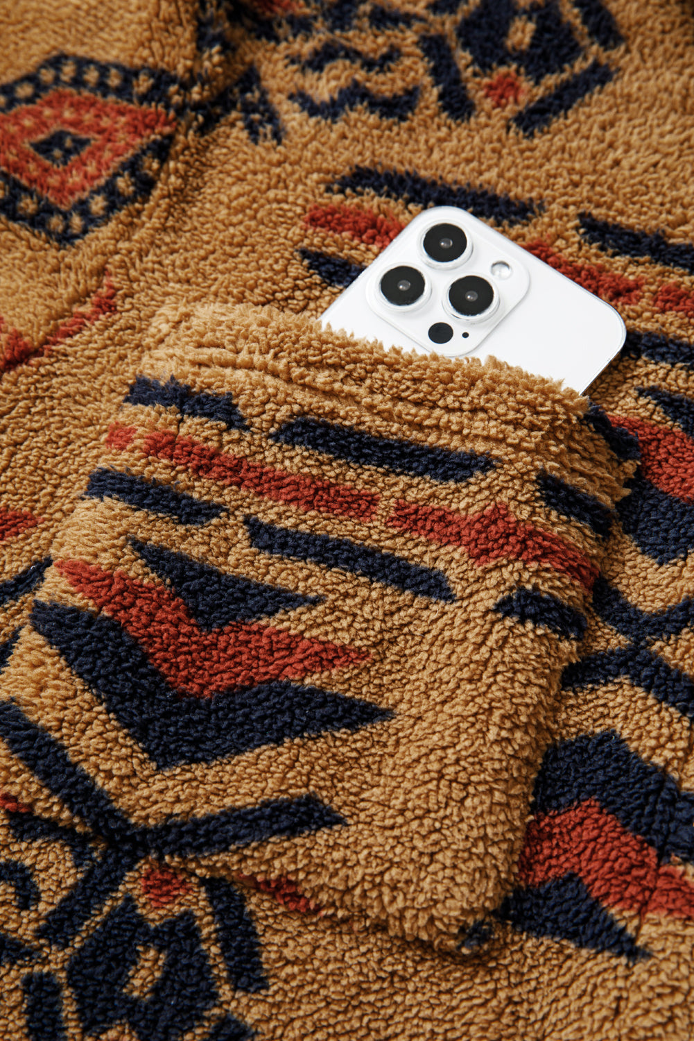 Western Aztec Pattern Fleece Shacket eAura