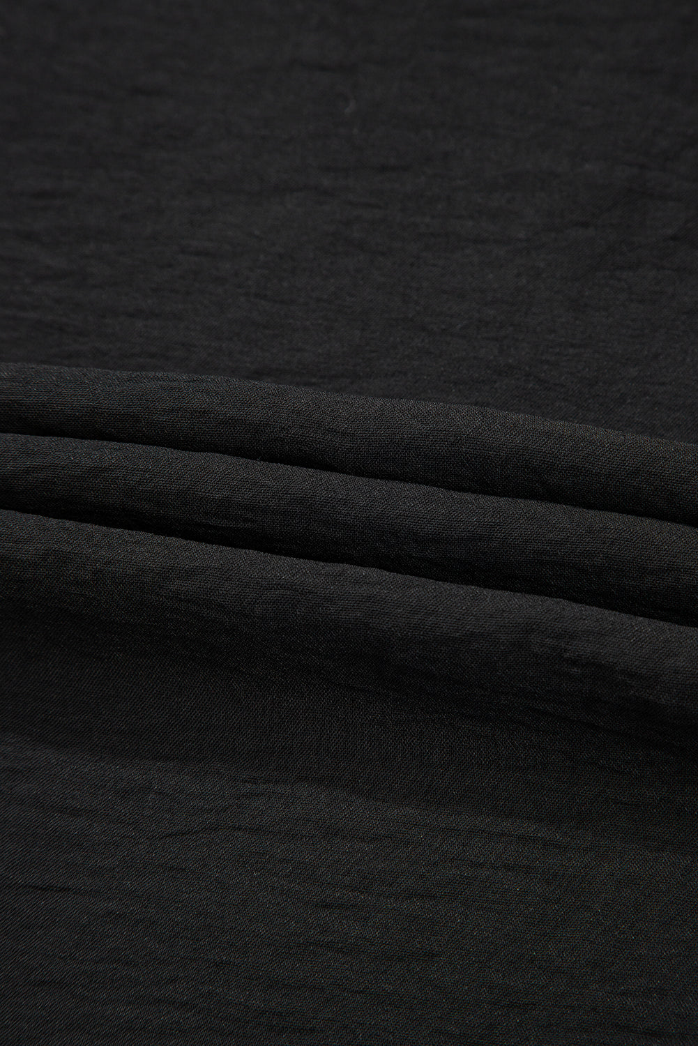 Black Drawstring Frilled Waist Wide Leg Utility Trousers Lightweight eAura
