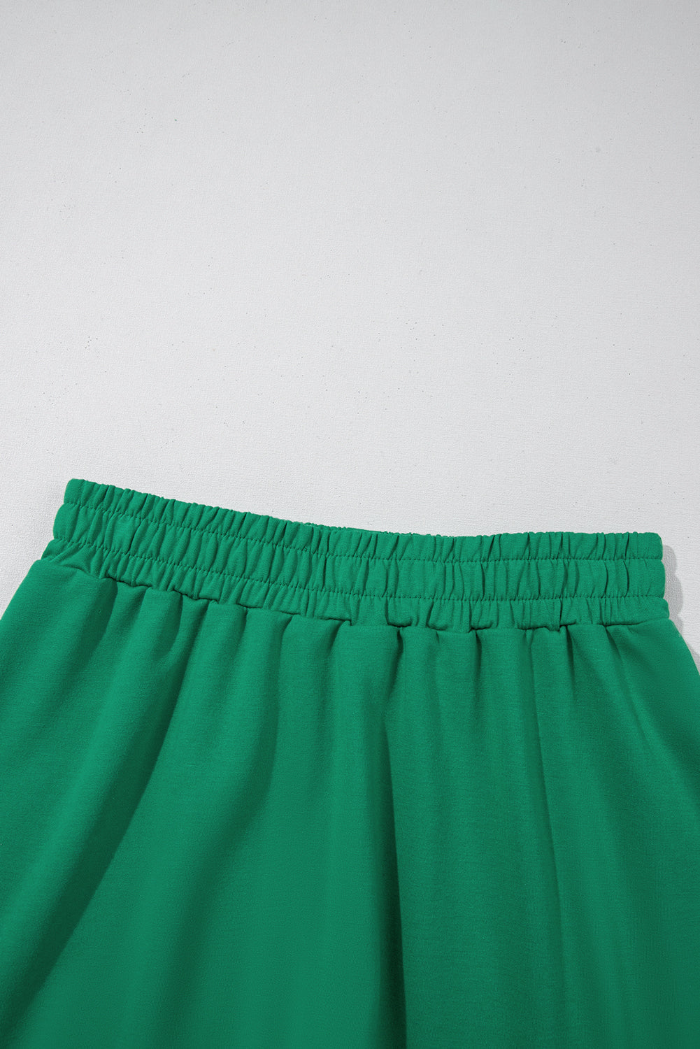 Sea Green Half Zip Puff Sleeve Top and Ruffled Shorts Set eAura
