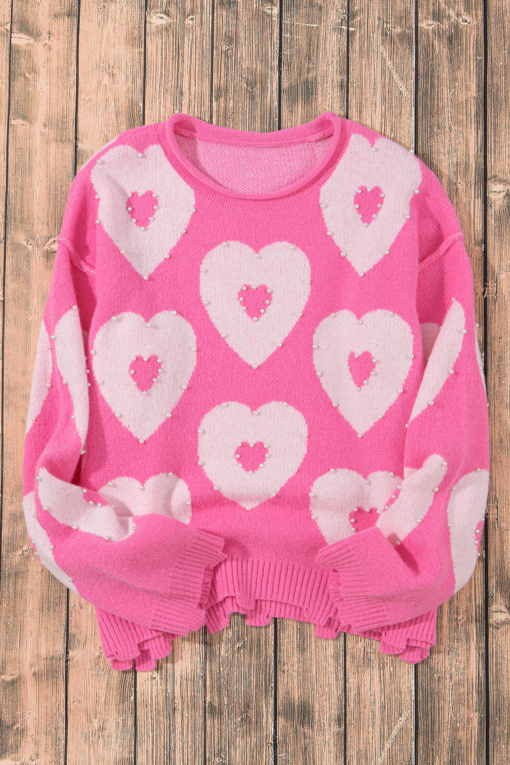 Multicolour Pearl Beaded Floral Drop Shoulder Sweater eAura