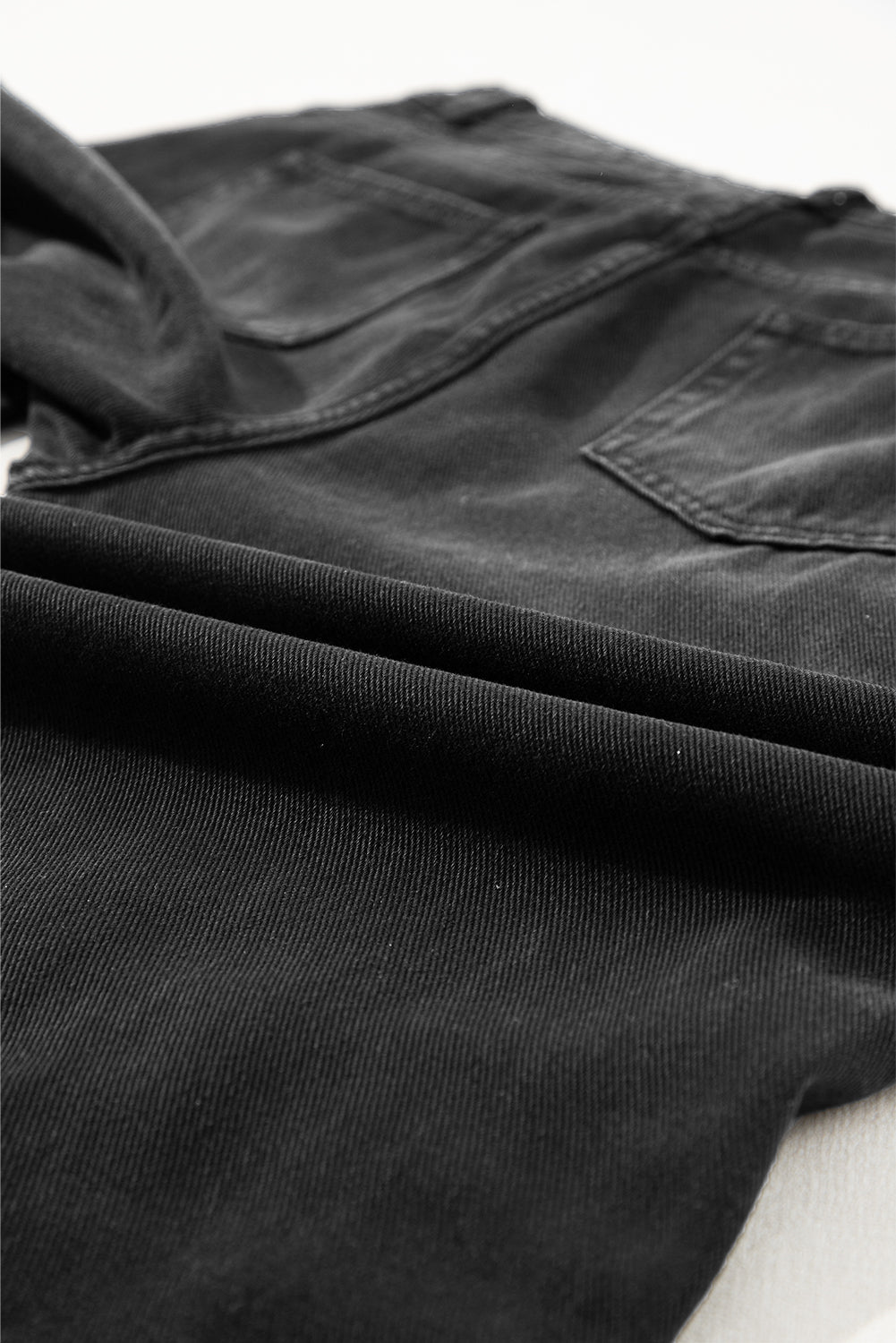 Black Distressed Hollow-out High Waist Cropped Flare Jeans Beagle Boutique Fashion Outlet