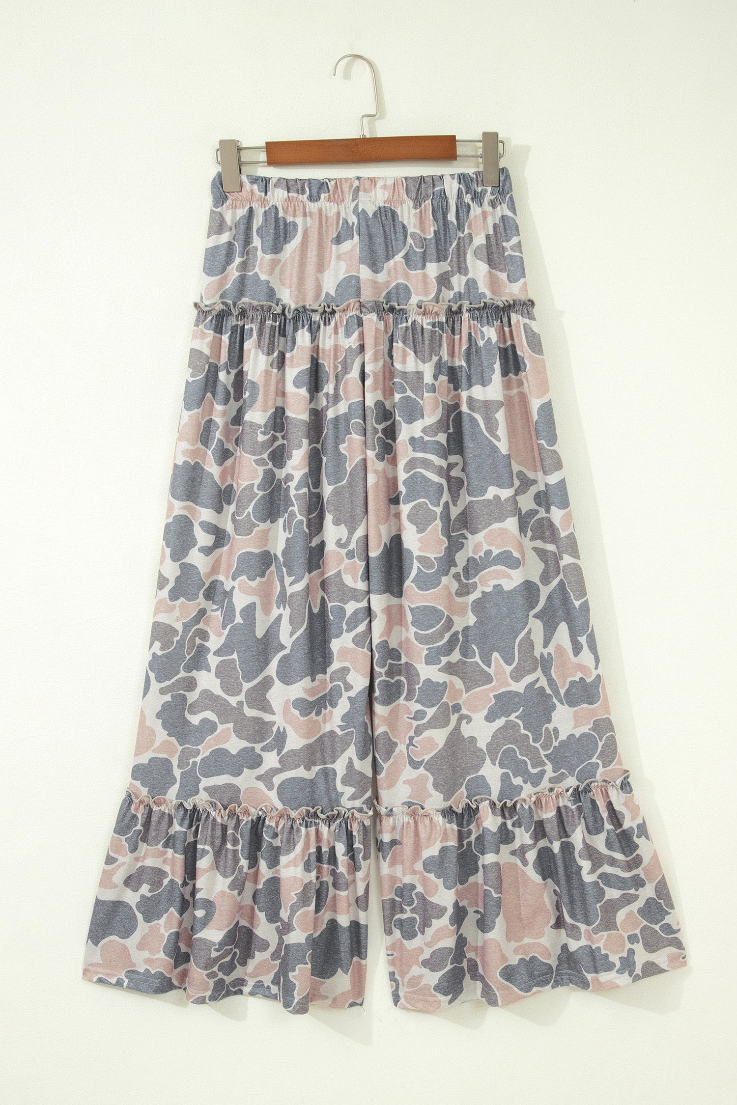 Camo Print Wide Leg Casual Pants