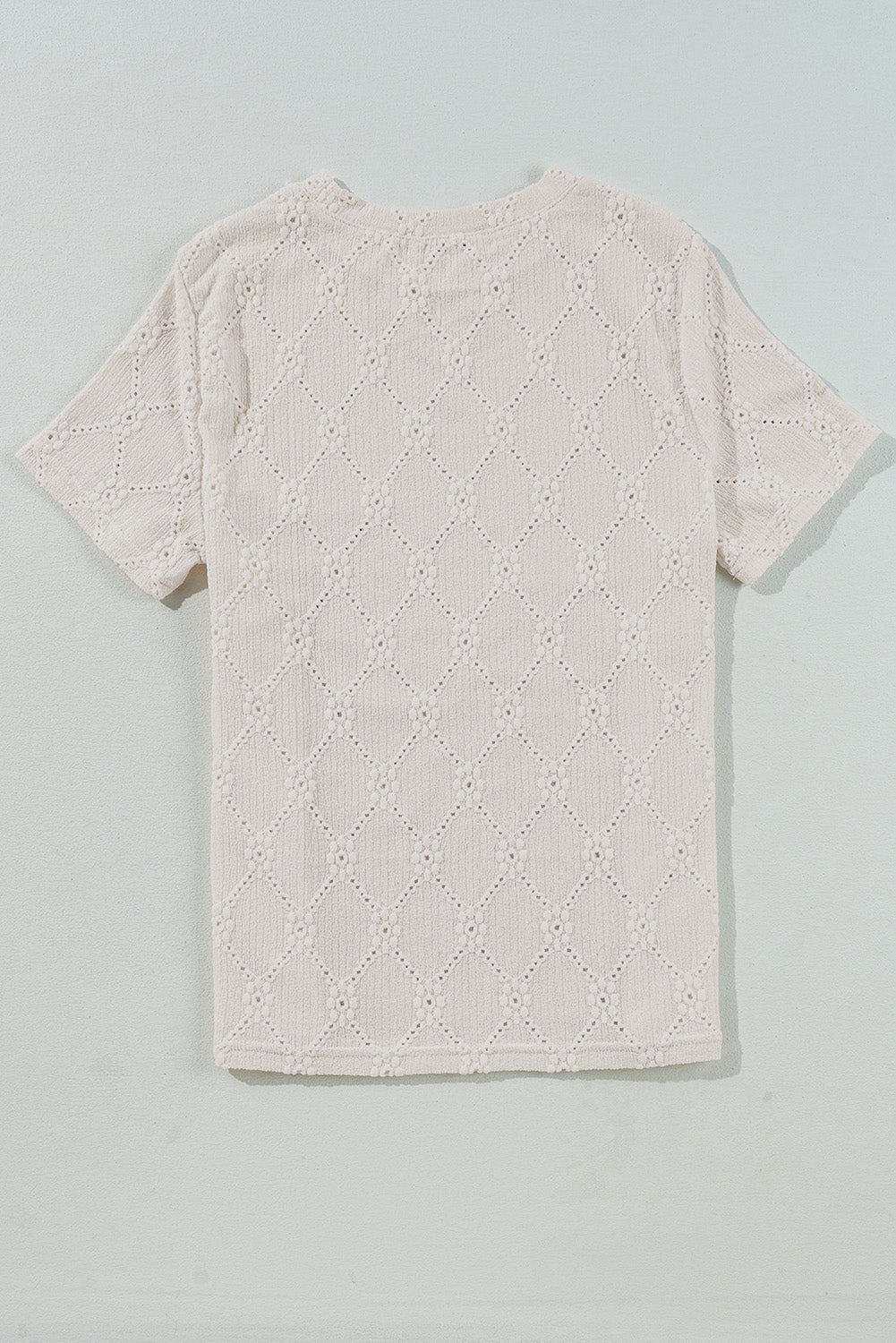 White Geometric Embroidered Slim Fit O Neck T Shirt eAura