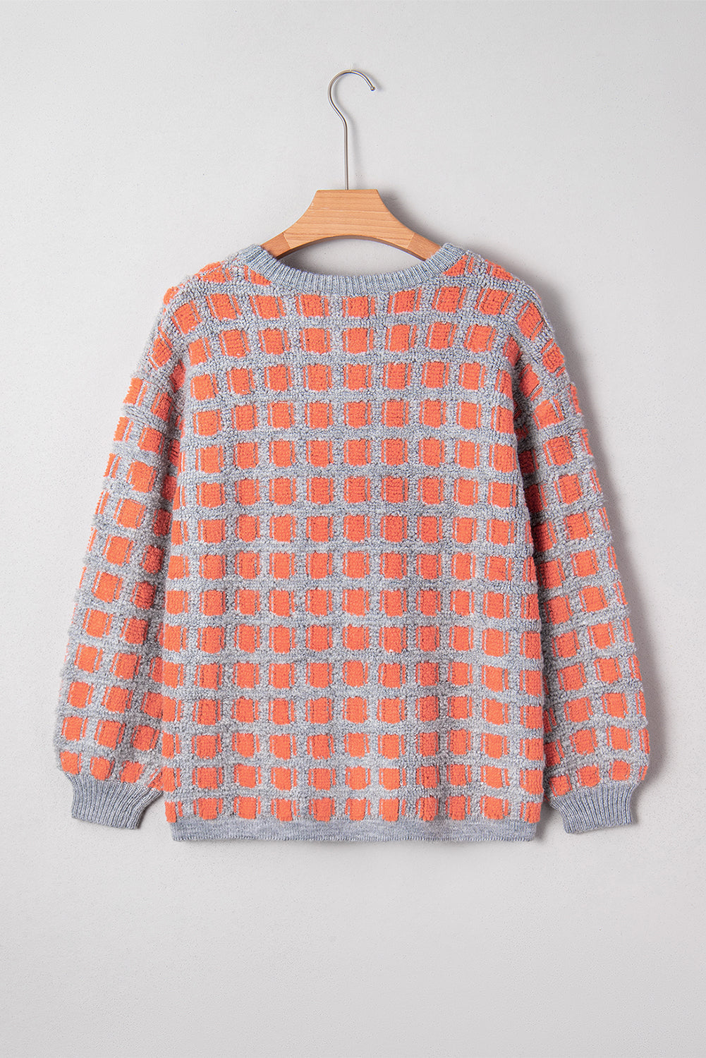 Pink Checkered Oversized Side Slit Sweater - eAura