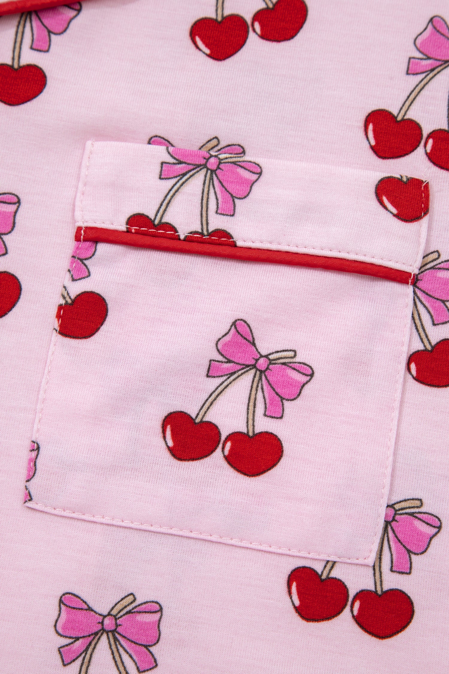 Cherry/Bow Print Short Pajama Set – Pink
