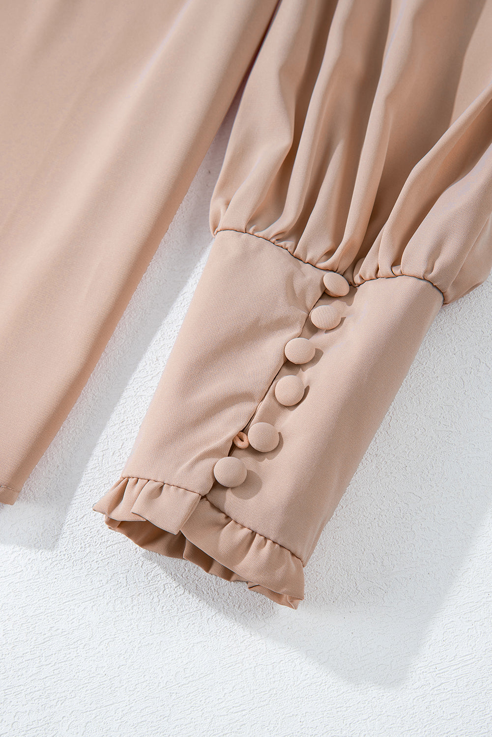 Khaki Frilled Knotted Mock Neck Bishop Sleeve Blouse Dear-Lover Dropshipping