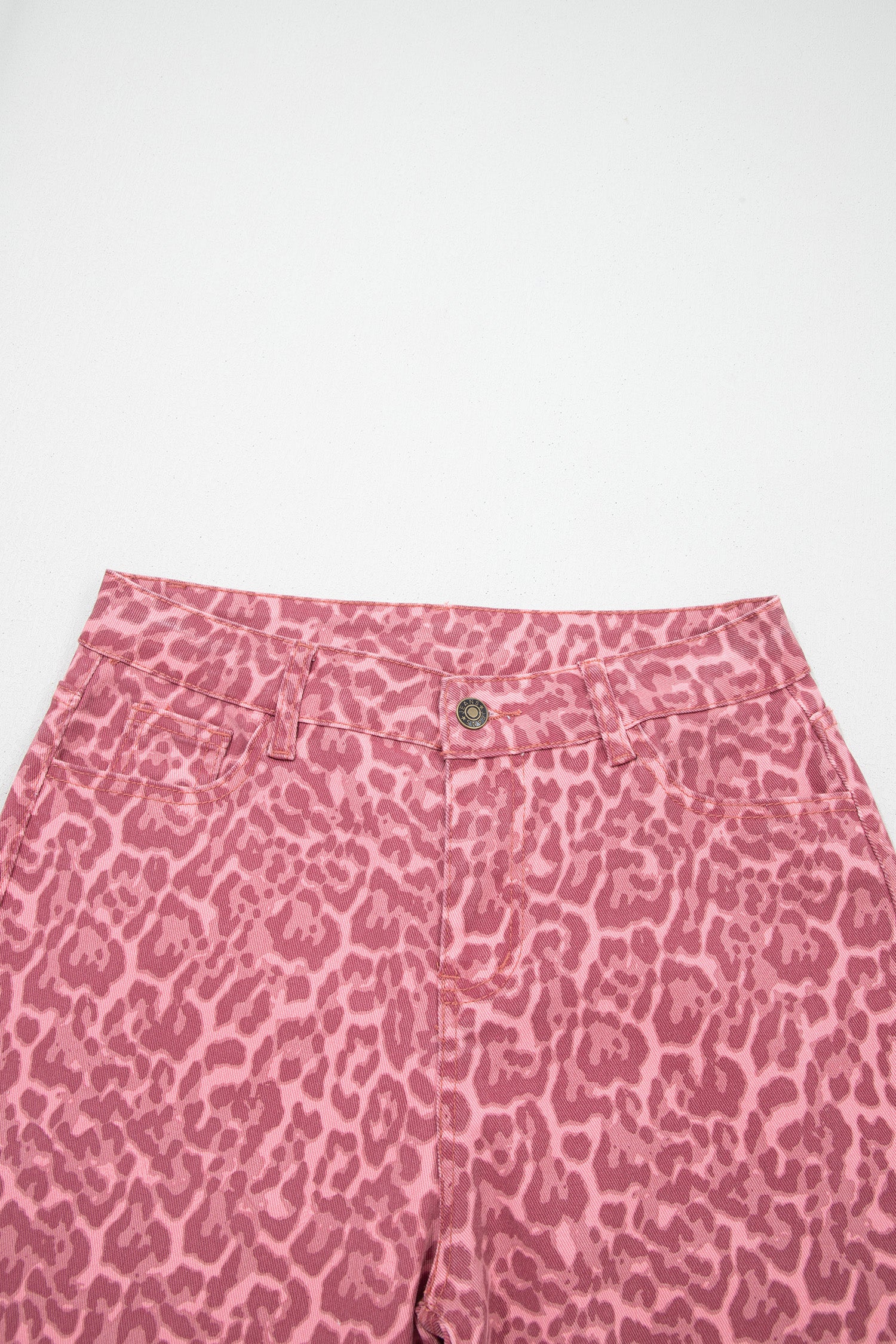 Leopard Frayed Edge Wide Leg High Waist Jeans