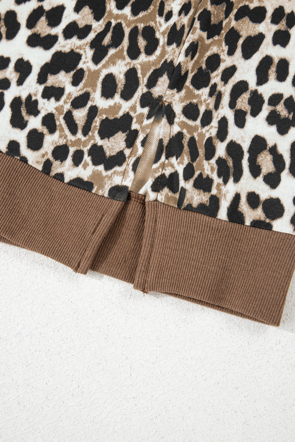 Khaki Leopard Contrast Trim Short Sleeve Loose Plus Size Top BB Fashion Outlet