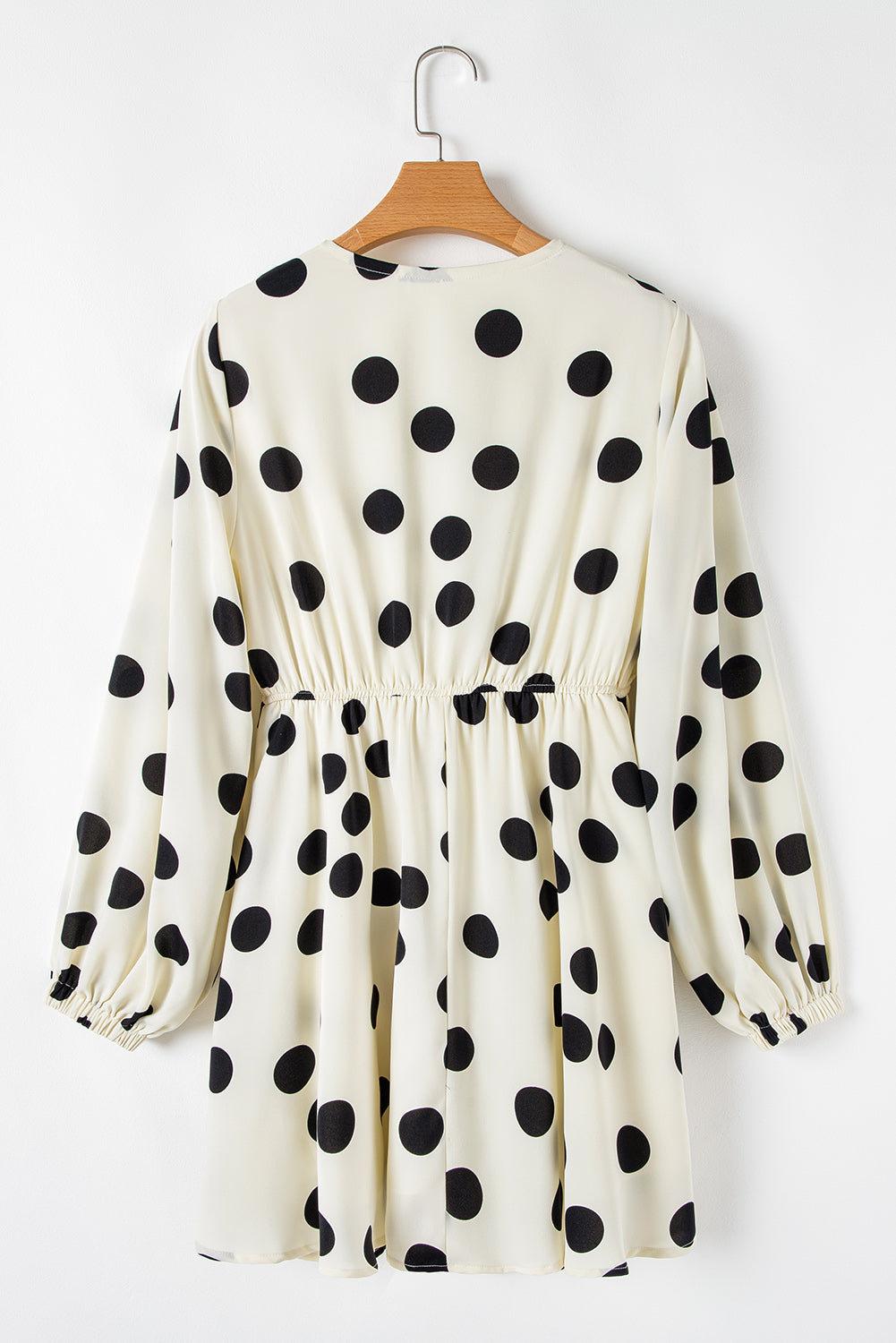 Polka Dot Print Surplice V-Neck Puff Sleeve Mini Dress