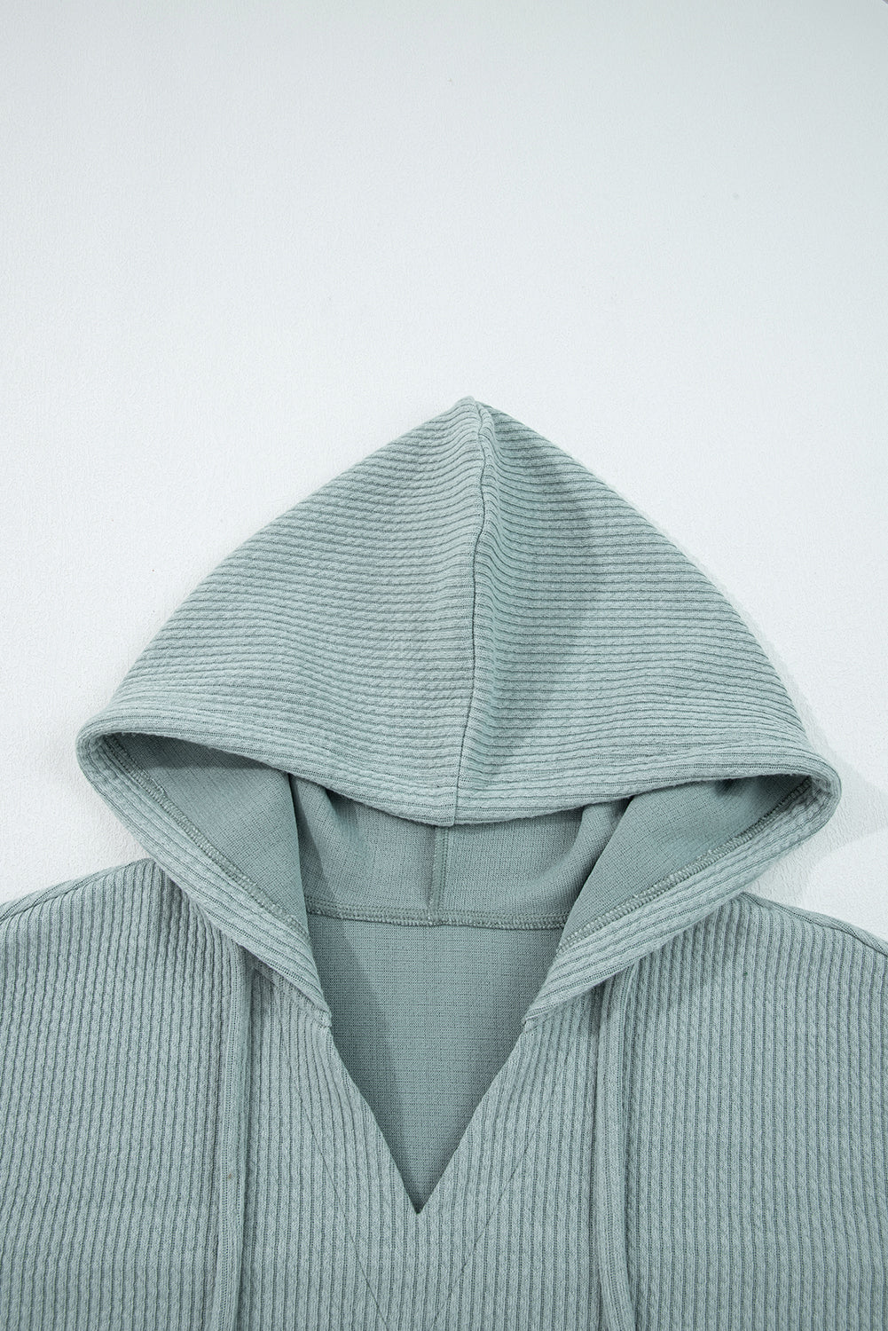 Ribbed Drop Shoulder Textured Hoodie - Tops/Sweatshirts & Hoodies