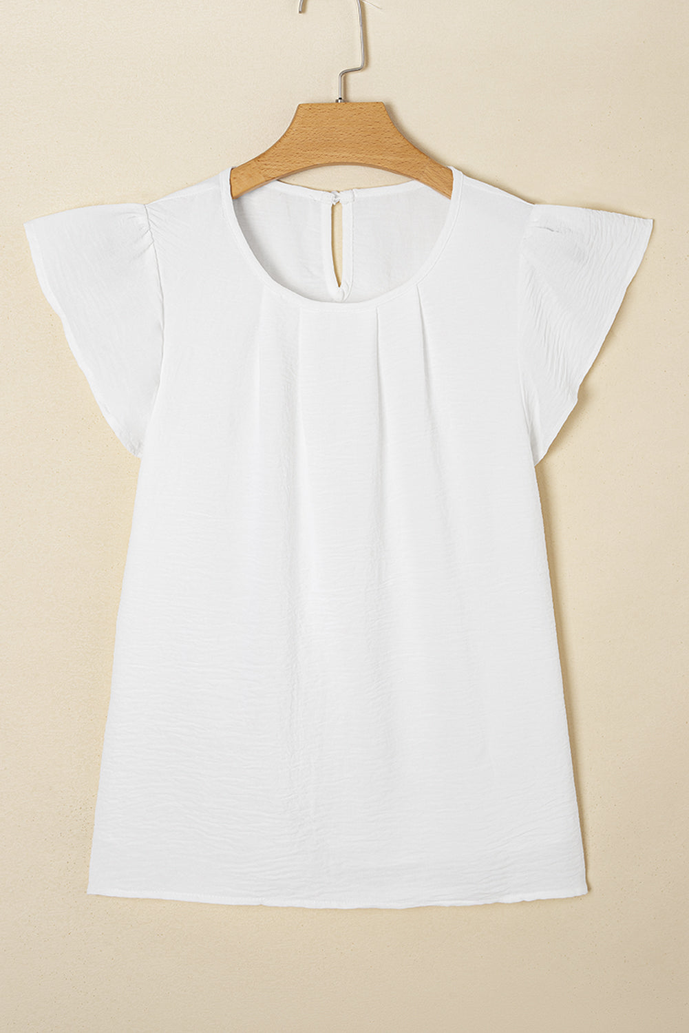 Flounce Sleeve Pleated Textured Blouse eAura