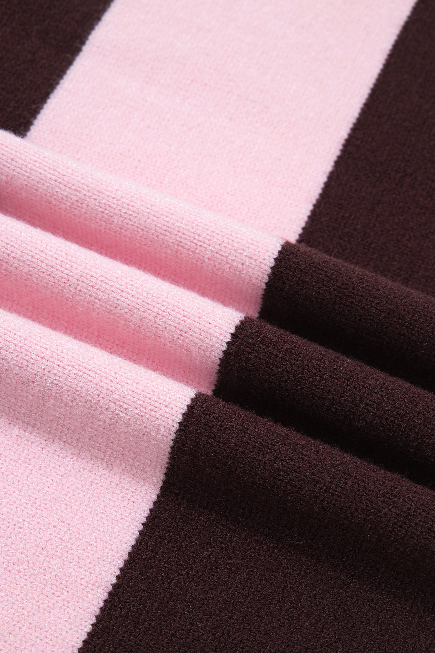 Contrast High Neck Dropped Shoulder Relaxed Pullover Sweater – Pink Stripe