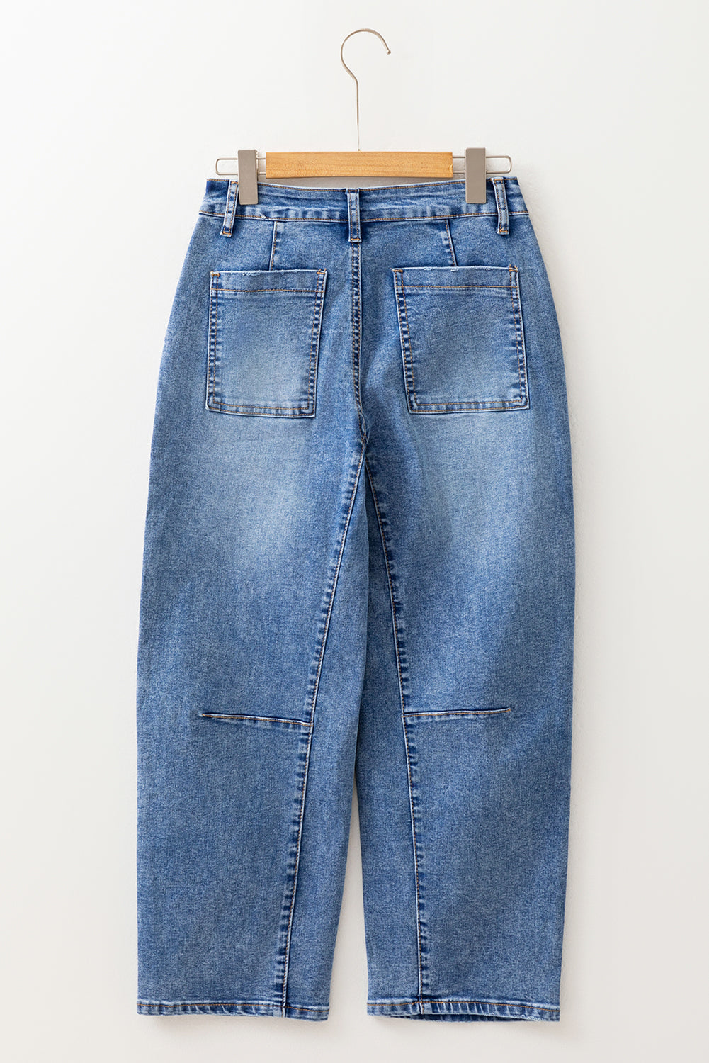 Seam Detail Ankle Length Cropped Barrel Jeans - eAura