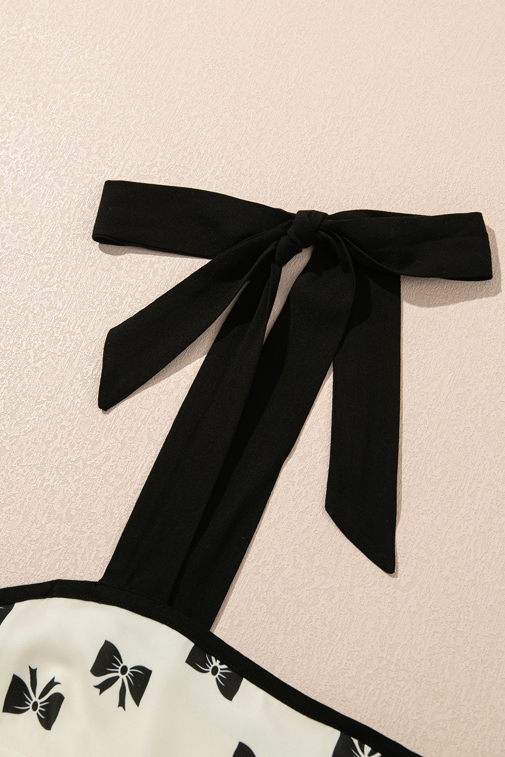 White Bow Knot Contrast Trim Tie Shoulder Mini Dress eAura