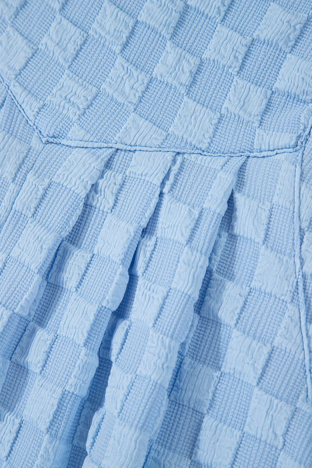 Beau Blue Checkered Pocketed High Waist Wide Leg Overall Dungarees eAura