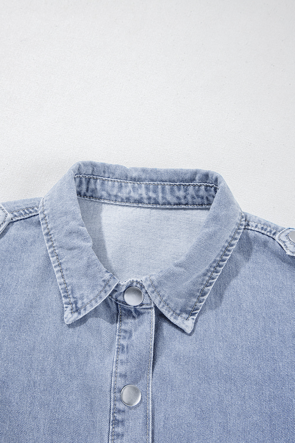 Dusk Blue Denim Pinup Folded Cap Sleeve Shirt eAura