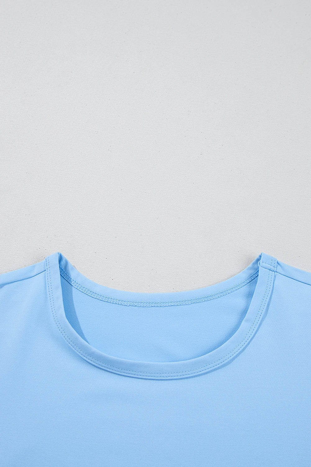 Beau Blue Floral Mesh Puff Sleeve Crew Neck Top eAura