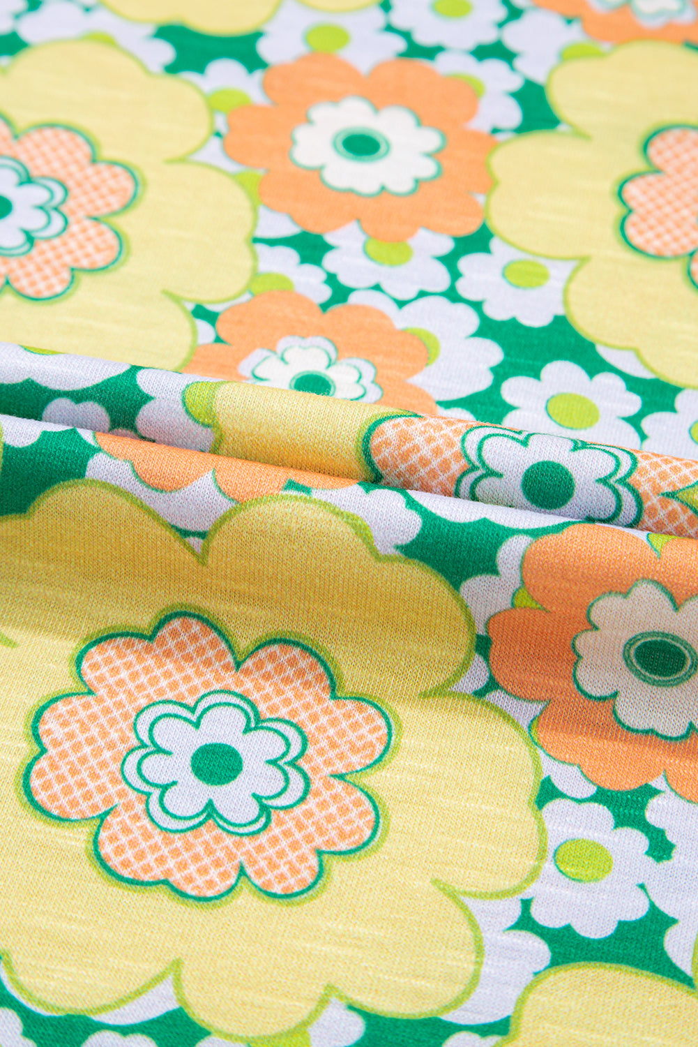 Yellow Summer Flower Printed Drop Shoulder Loose T Shirt eAura