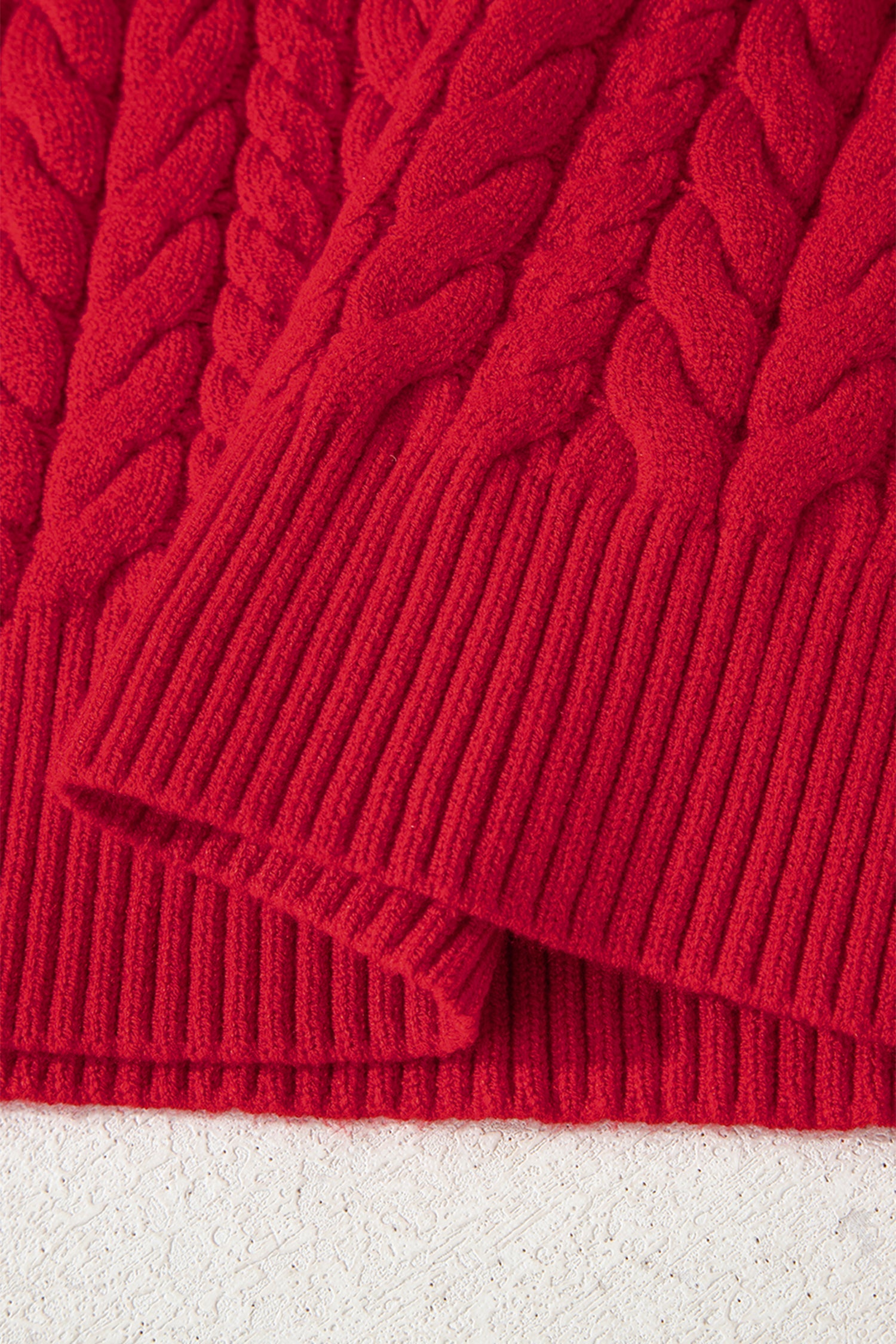 Red Cable Knit Baggy Sweater - eAura