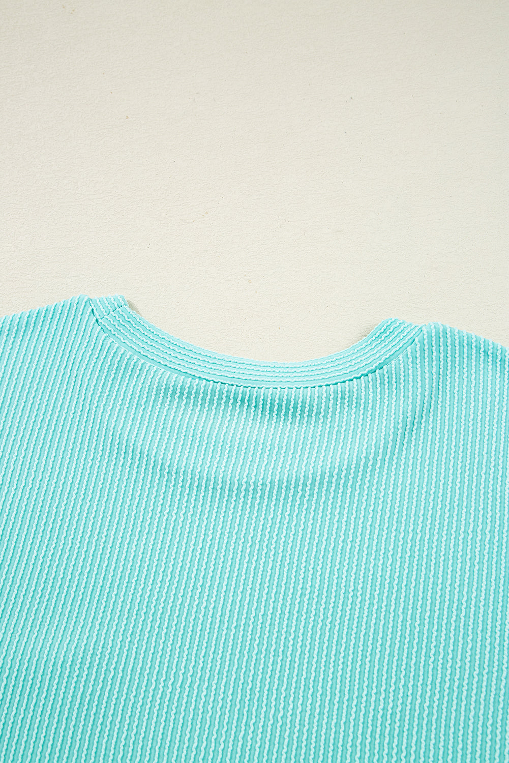 Ribbed Textured Contrast Patched Pocket Long Sleeve Top - eAura