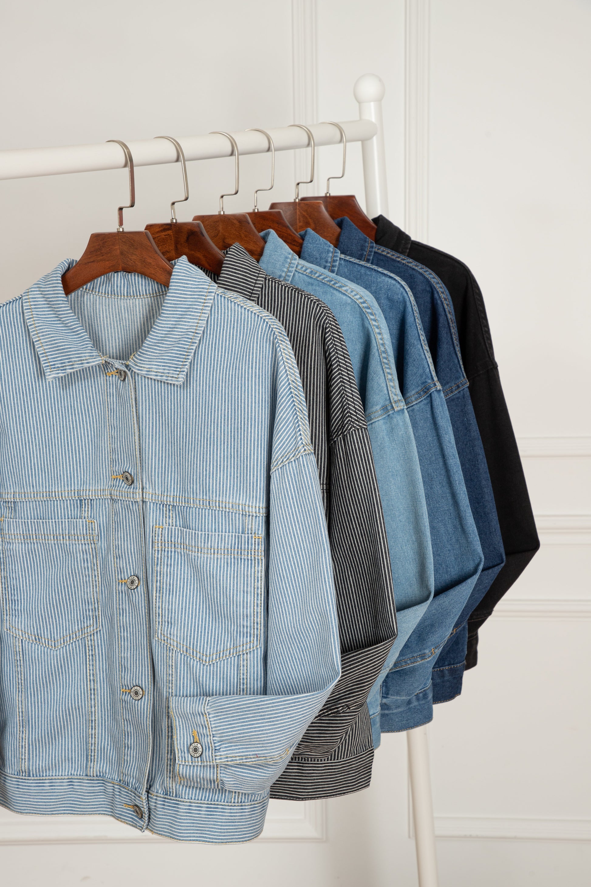 Dark Blue Washed Oversize Pocketed Denim Jacket Beagle Boutique Fashion Outlet