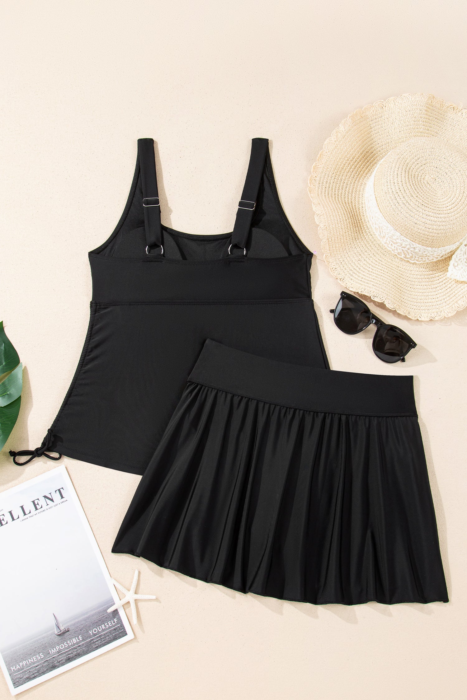 Scoop Neck Adjustable Tankini and Matching Skort Swimsuit