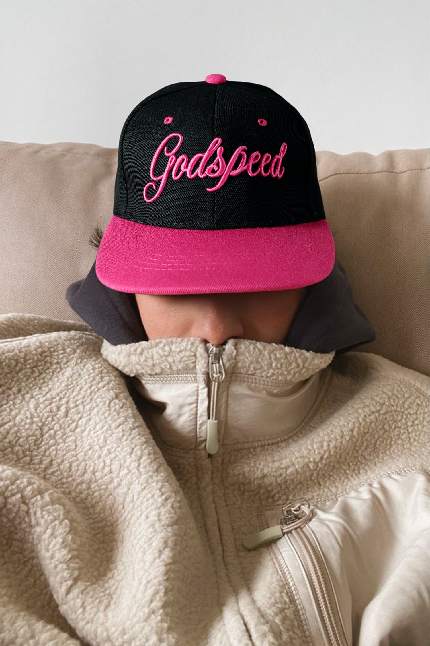 Pink Godspeed Letter Embroidered Cap