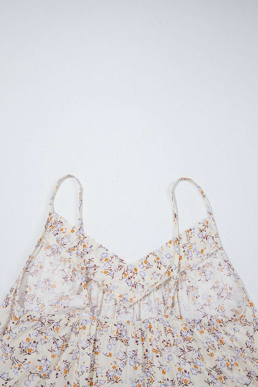 Apricot Boho Floral Spaghetti Straps Strappy Cami Top eAura
