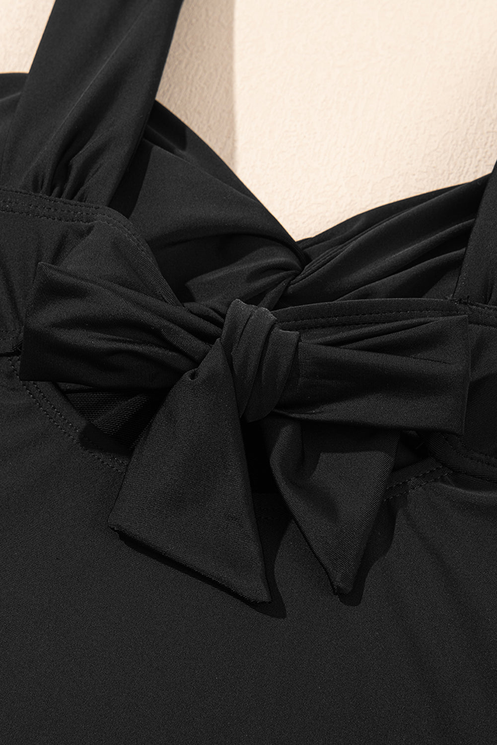 Black Cut out Twist Bowknot Backless One Piece Swimsuit eAura