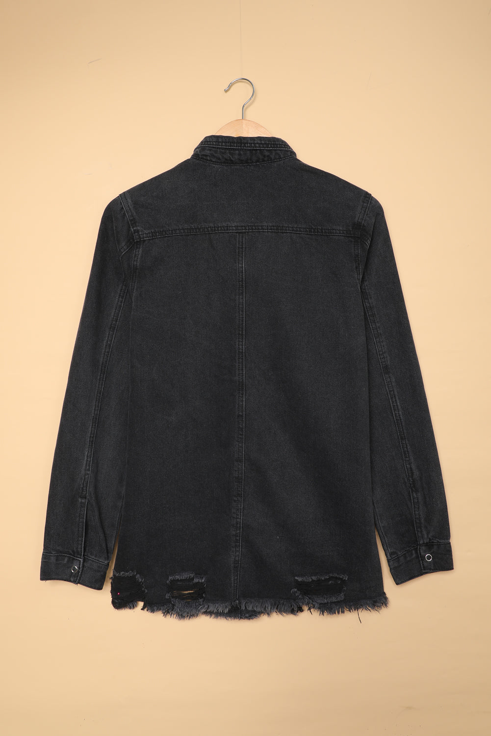 Black Ripped Denim Jacket Beagle Boutique Fashion Outlet
