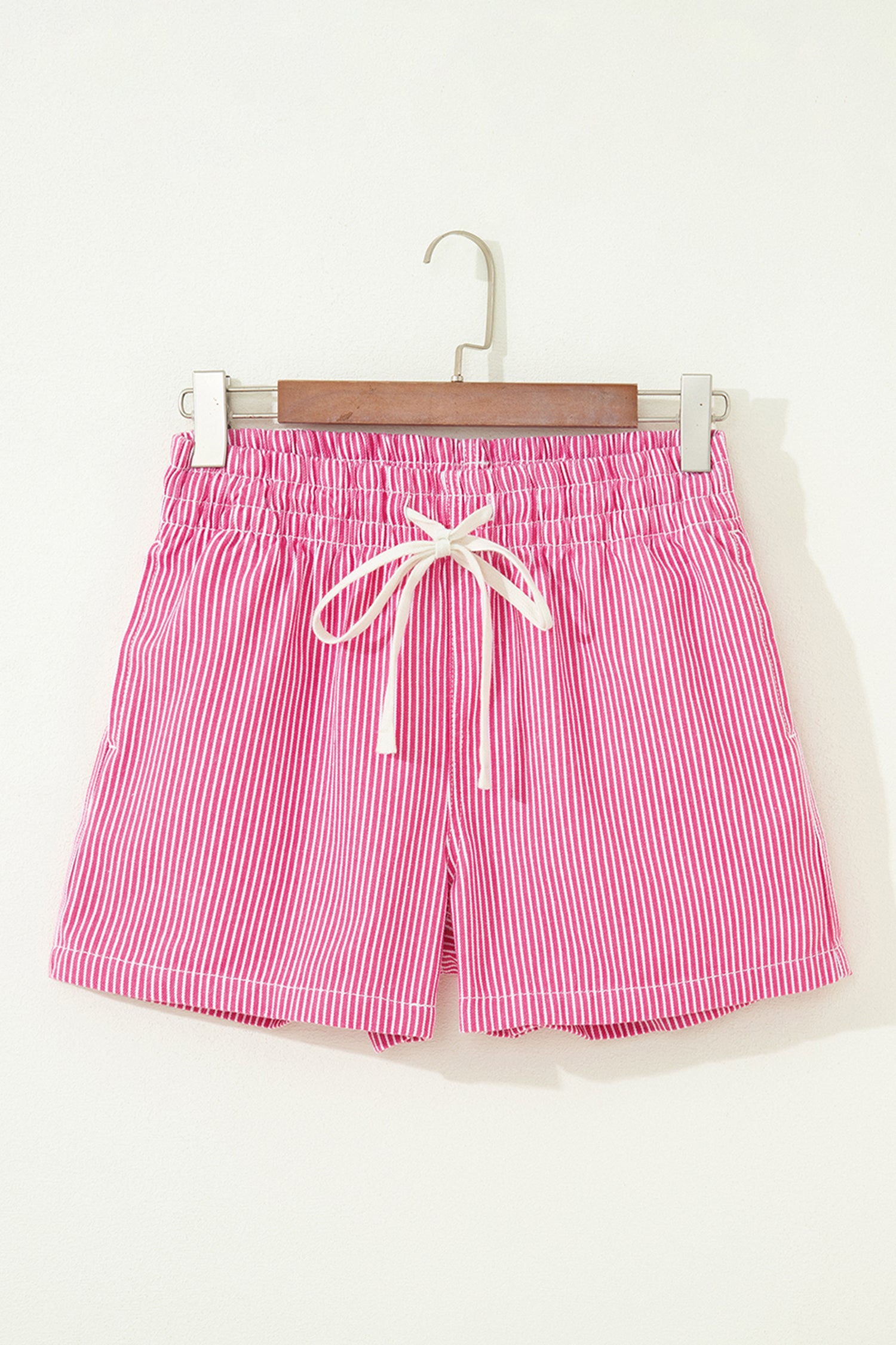 Drawstring Elastic Waist Casual Denim Shorts – Sky Blue Stripe