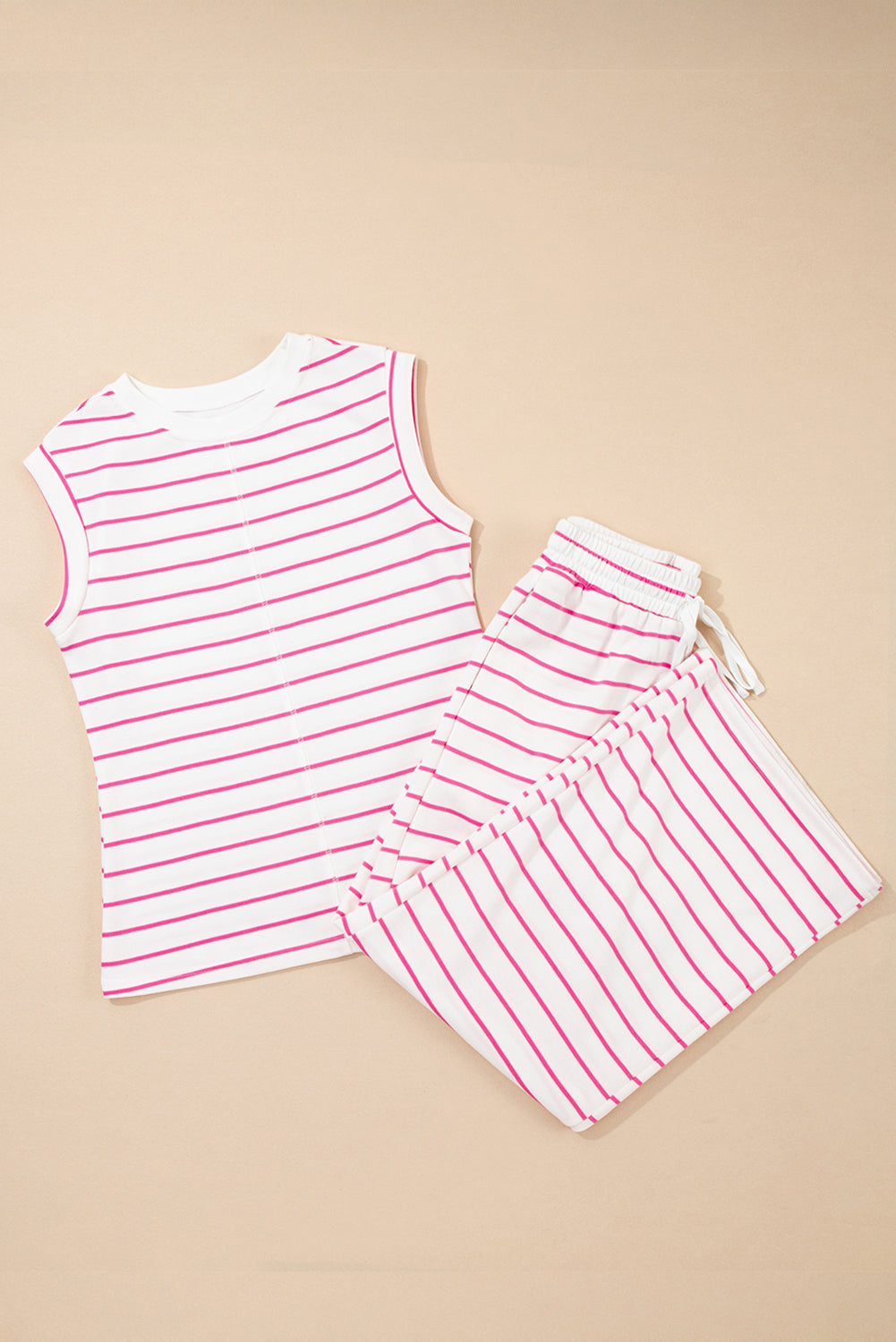 Stripe Casual Wide Leg 2pcs Trousers Co-ord Set BB Fashion Outlet