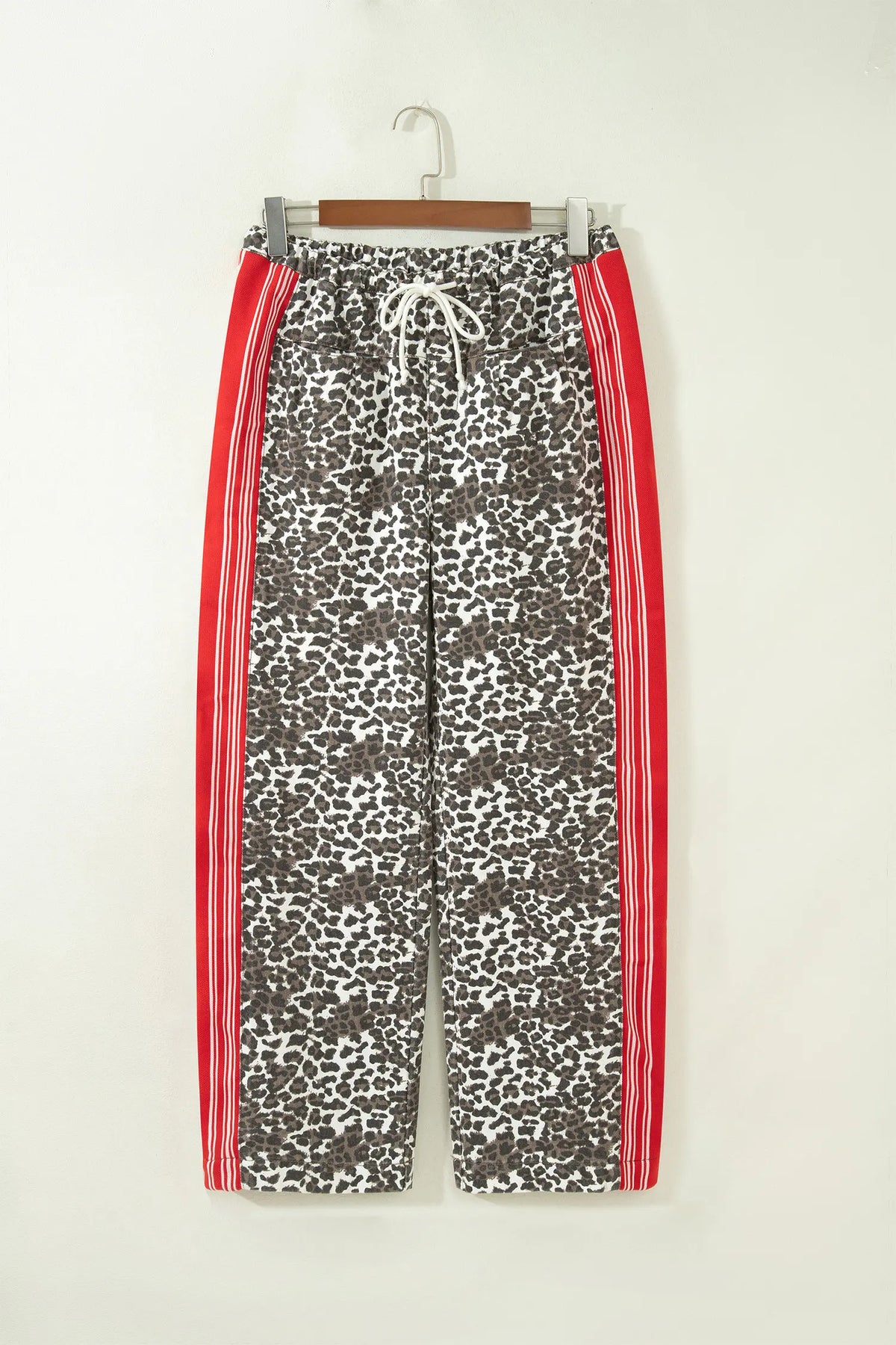 Leopard Patchwork Elastic Waist Jeans – Brown