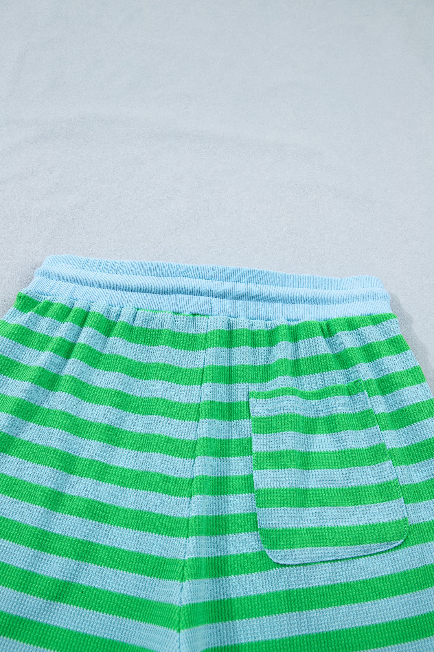 Puff Short Sleeve T Shirt Matching Shorts Set – Green Stripe