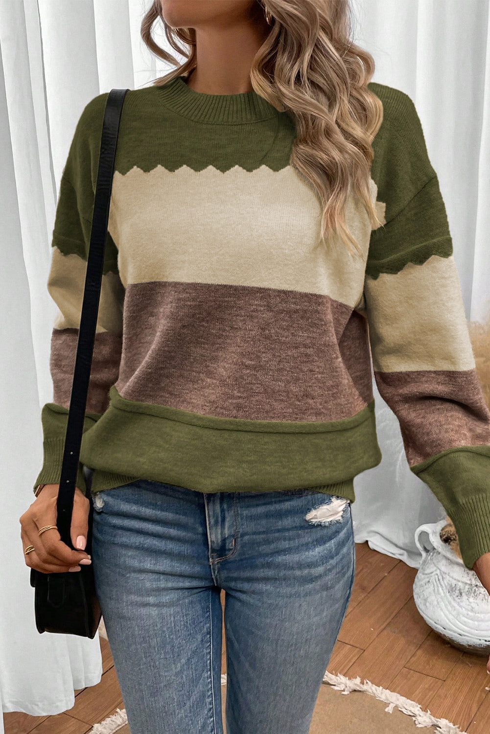 Crew Neck Drop Shoulder Sweater Dear-Lover Dropshipping