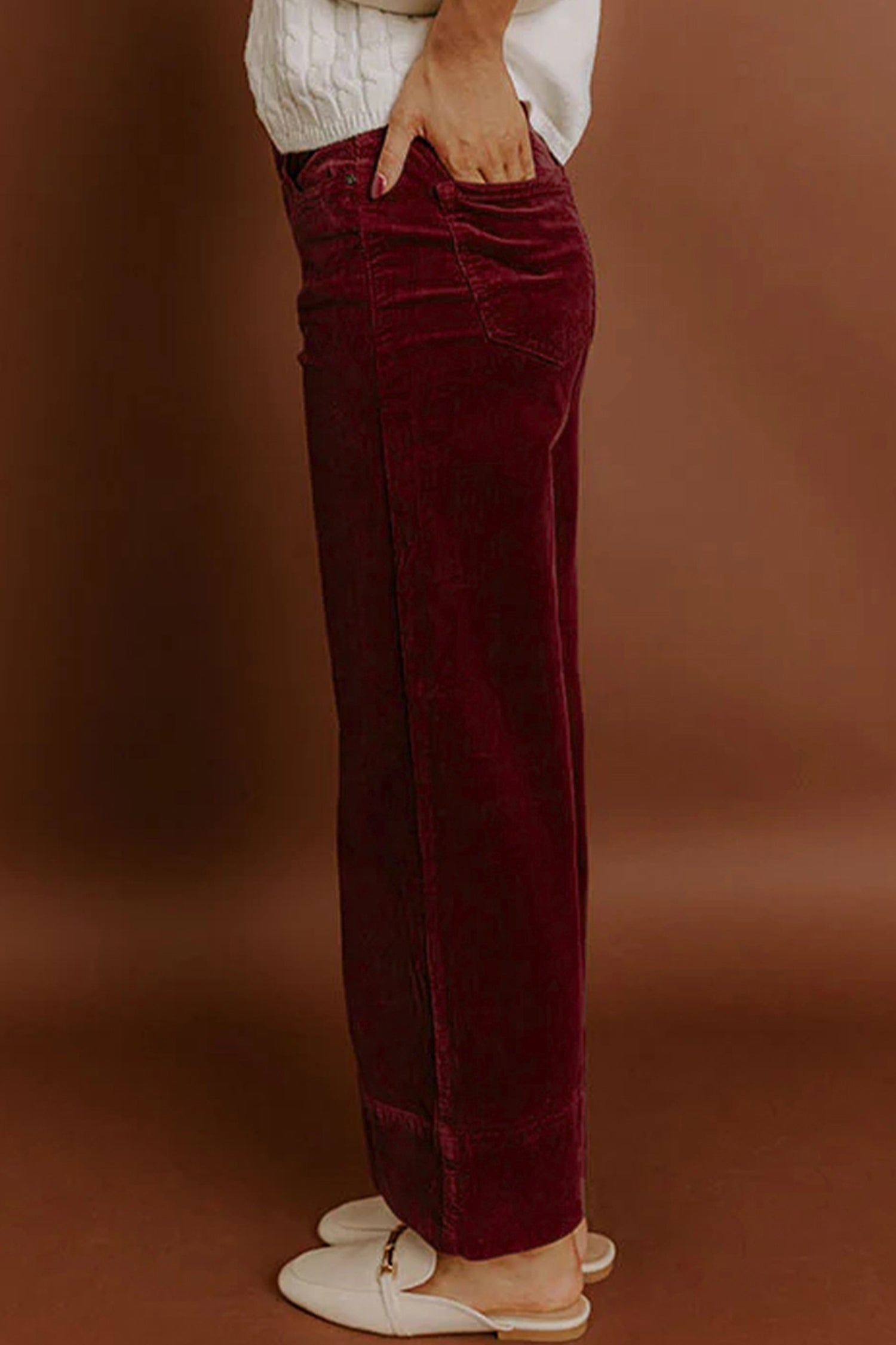 Soft Corduroy High Waist Wide Leg Trousers - eAura
