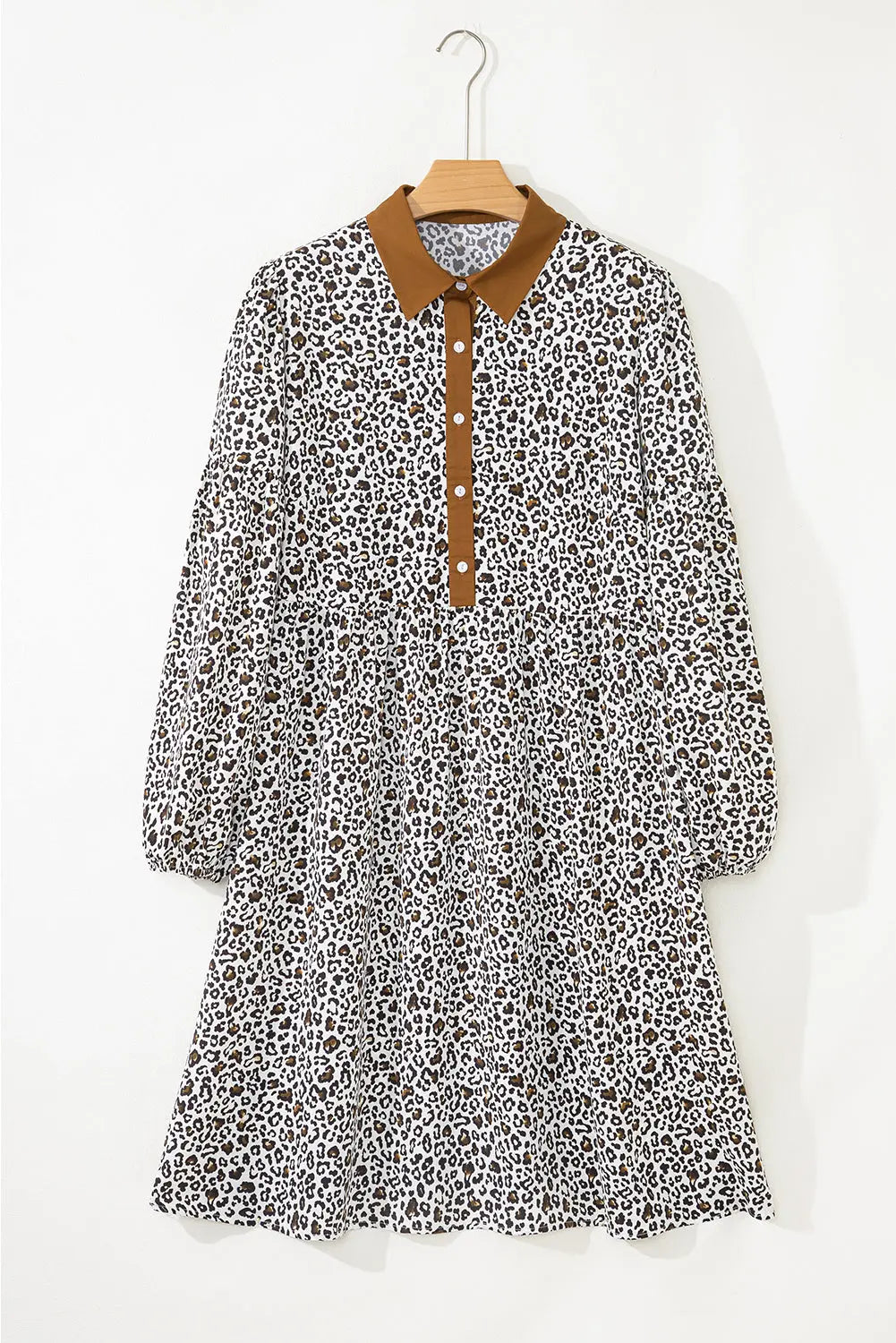 Plus Size V-Neck Leopard Print Puff Sleeve Mini Dress - Size/Plus Dresses/Plus Dresses