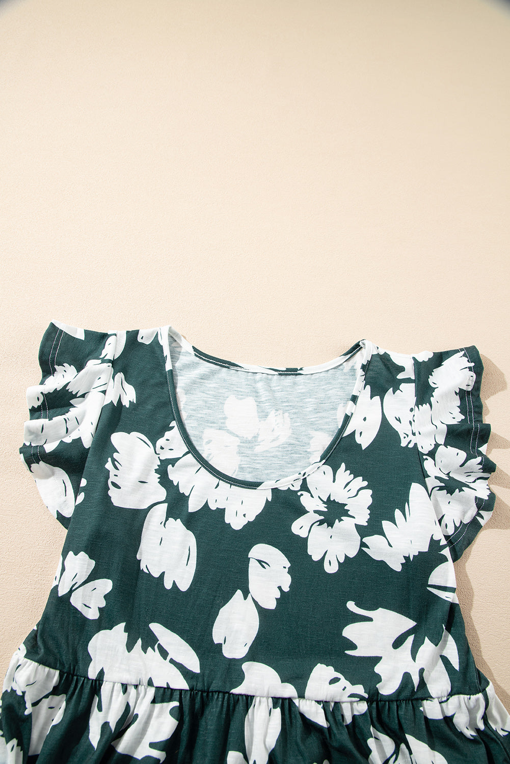Floral Print Ruffle Sleeve Empire Waist Mini Dress eAura