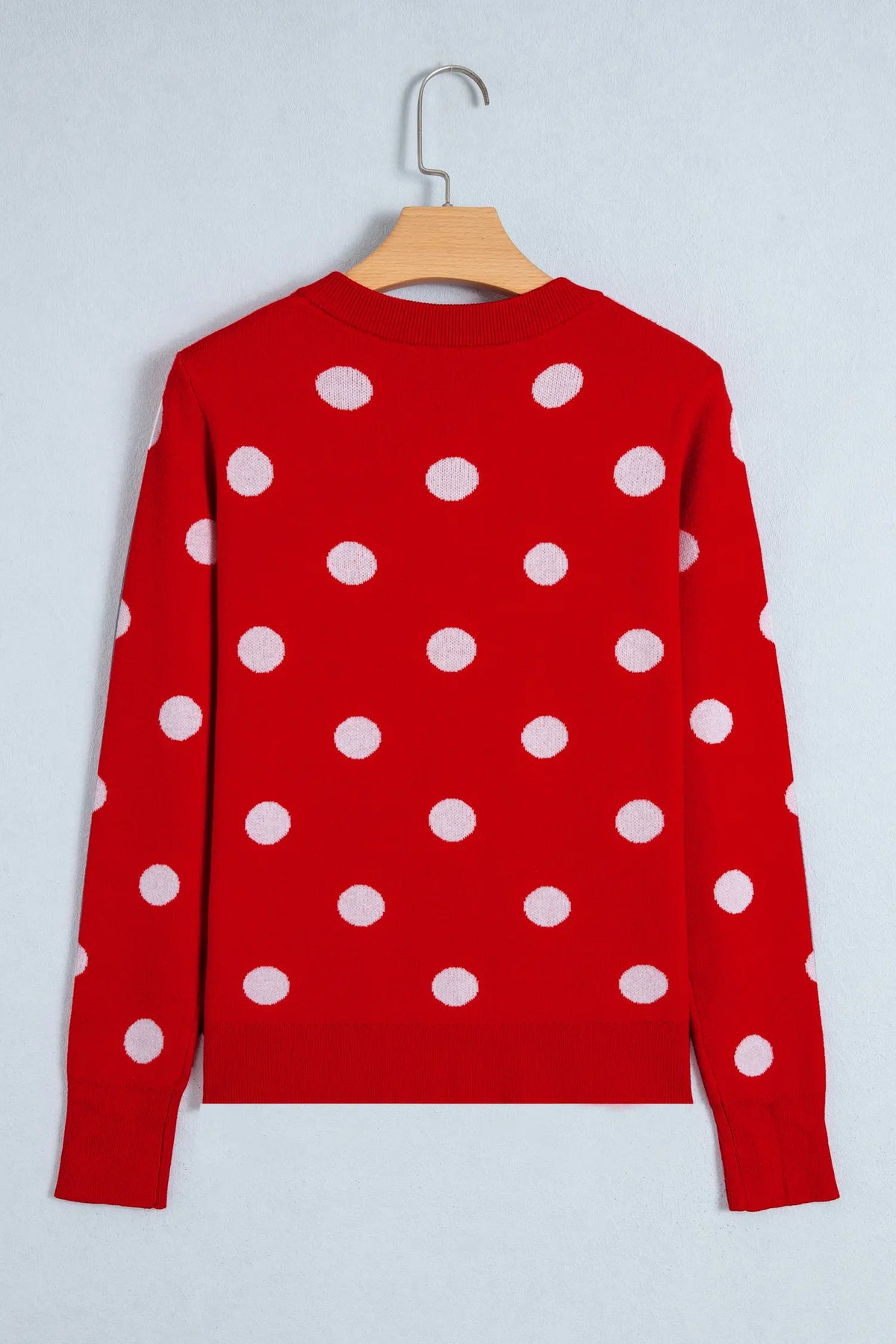 Casual Polka Dot Button Front Long Sleeve Sweater Cardigan