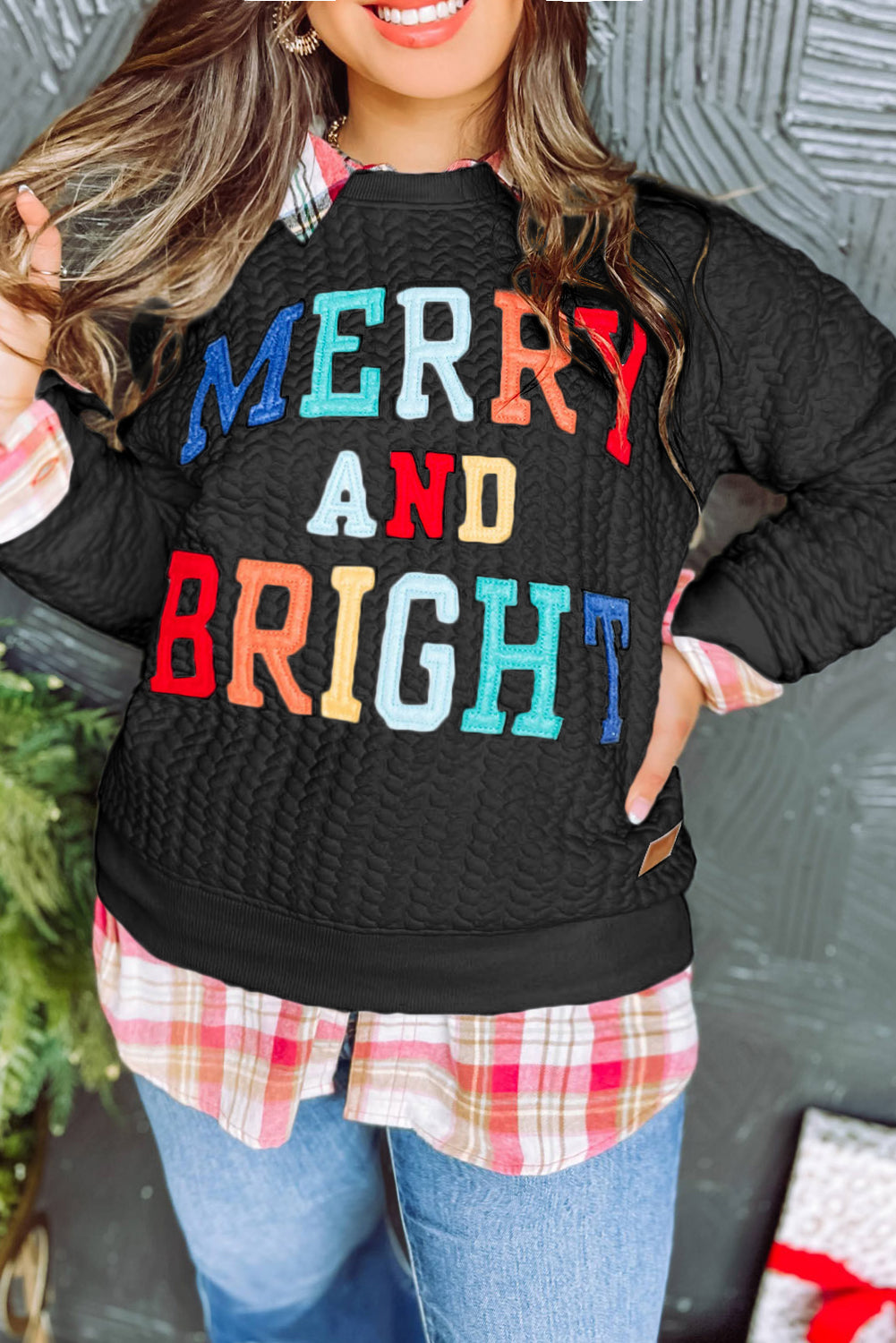 Merry And Bright Cable Knit Pullover Sweatshirt - eAura