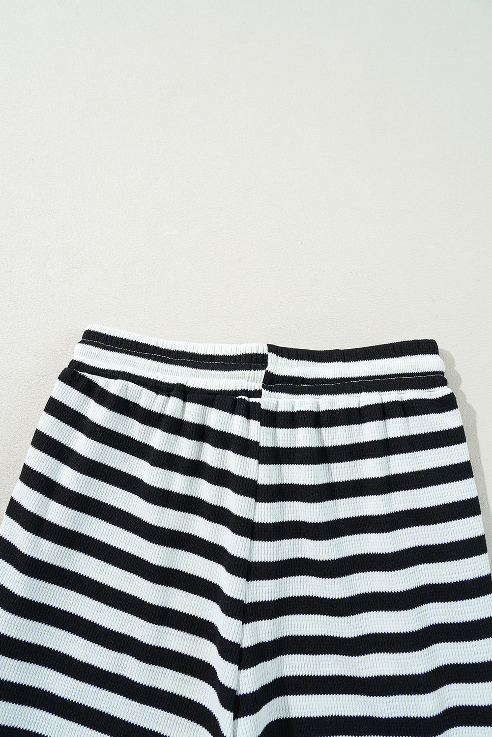 Black Stripe Lace-up Waist Casual Flared Trousers BB Fashion Outlet