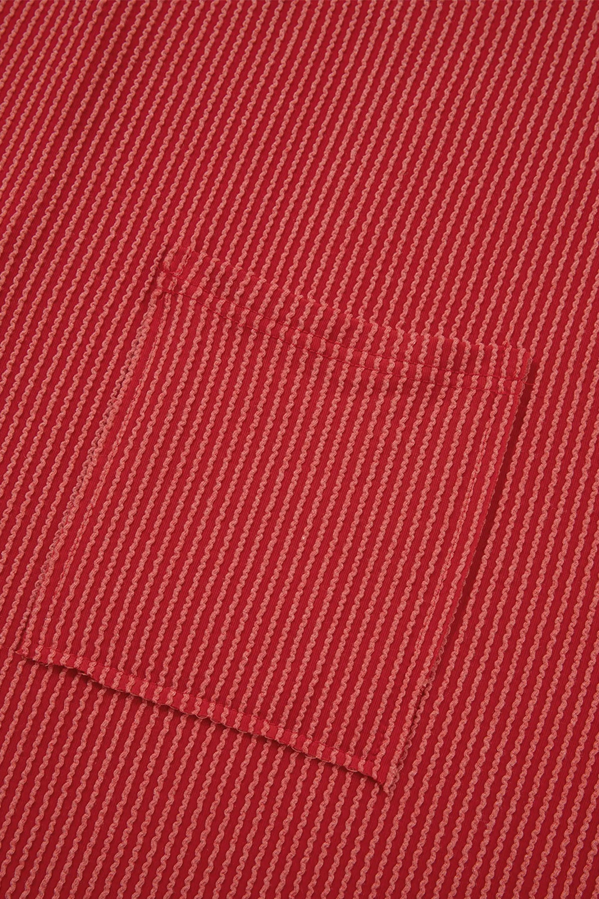 Twist Ribbed Tunic Round Neck Bracelet Sleeve Plus Size Blouse – Fiery Red