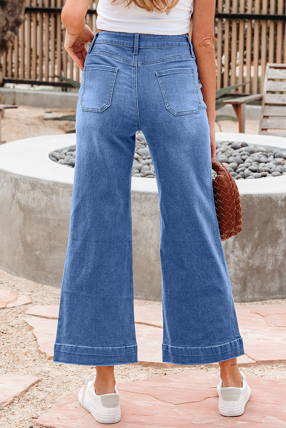 Cropped High Rise Wide Leg Jeans - eAura