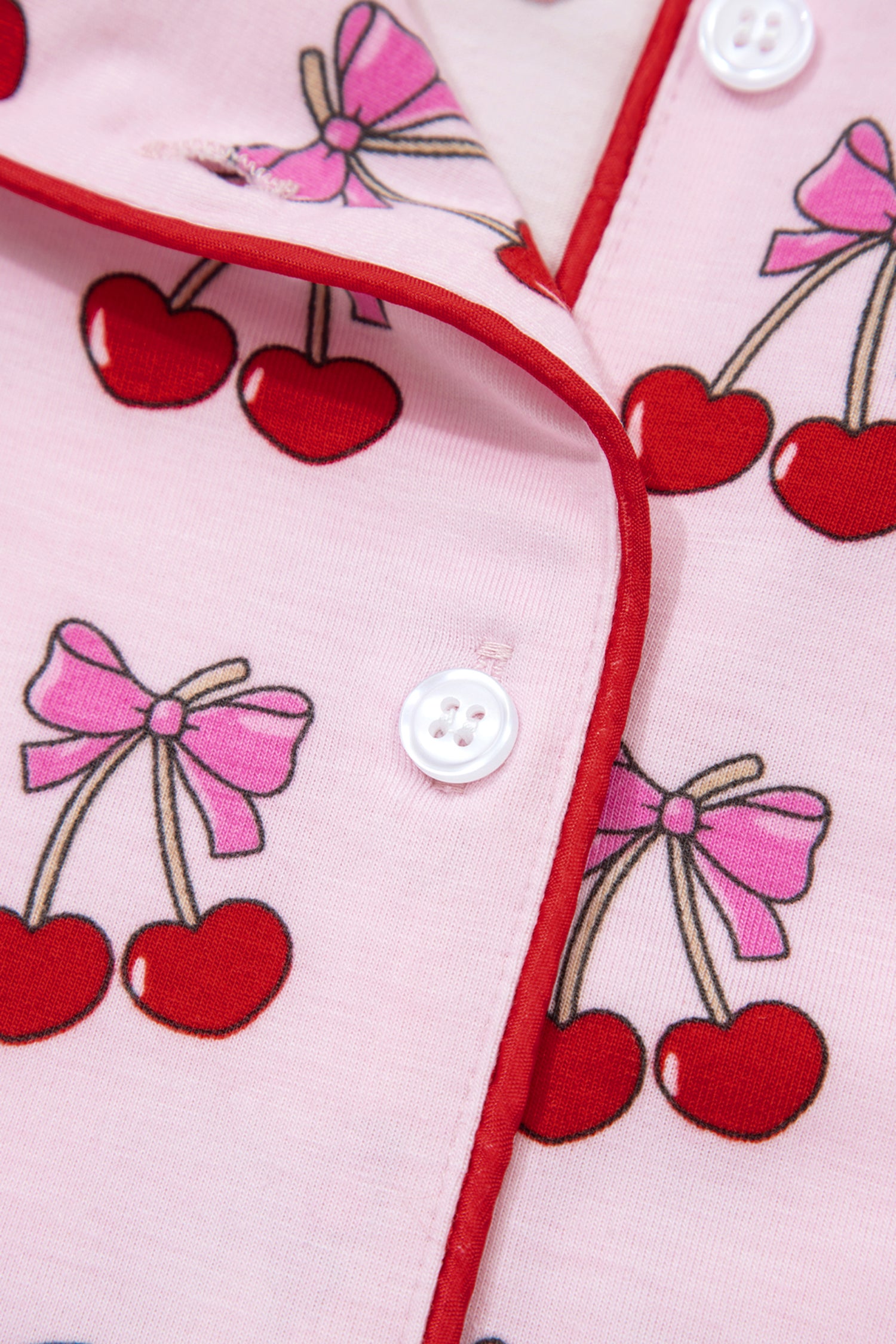 Cherry/Bow Print Short Pajama Set – Pink